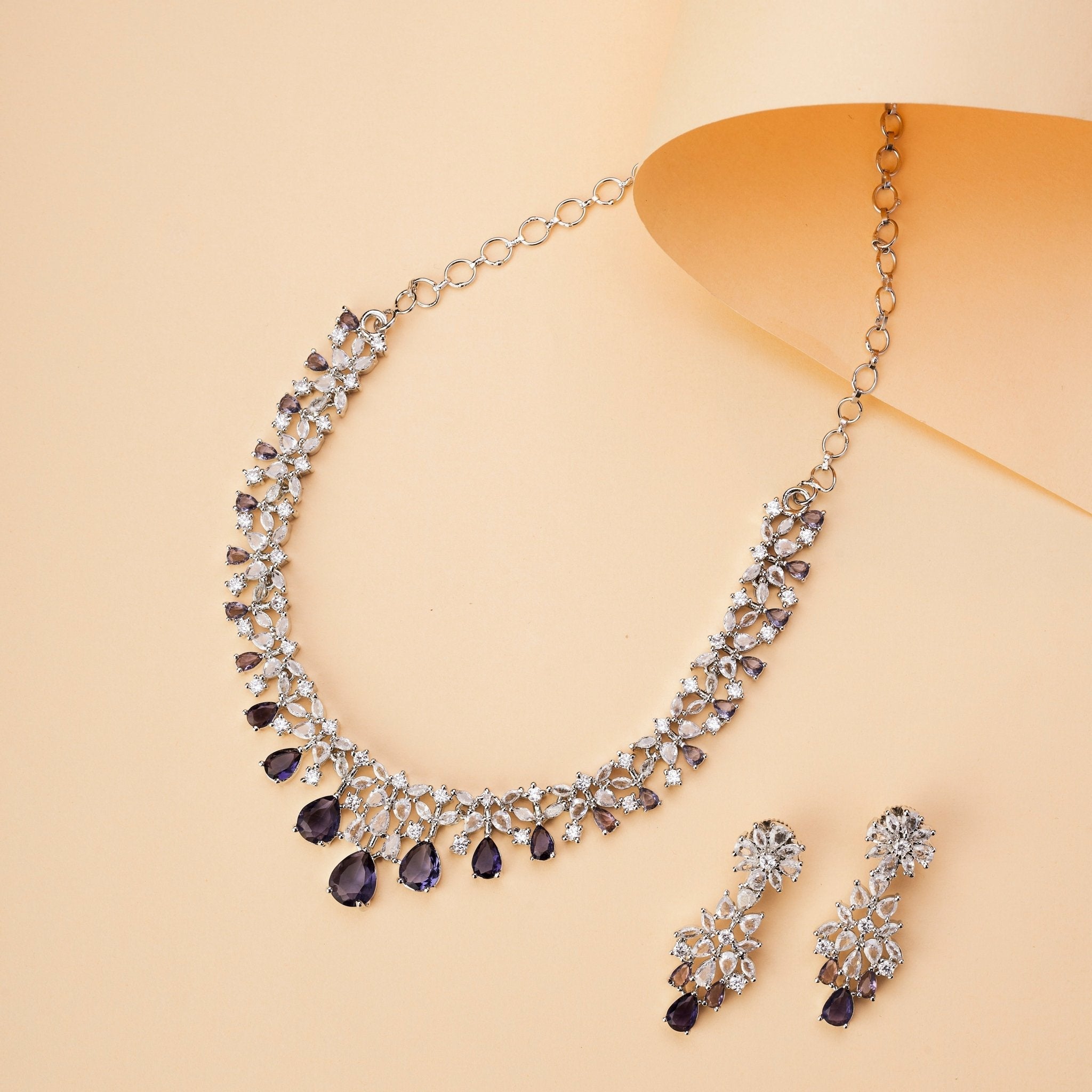 Cz Elegance Rhodium Necklace