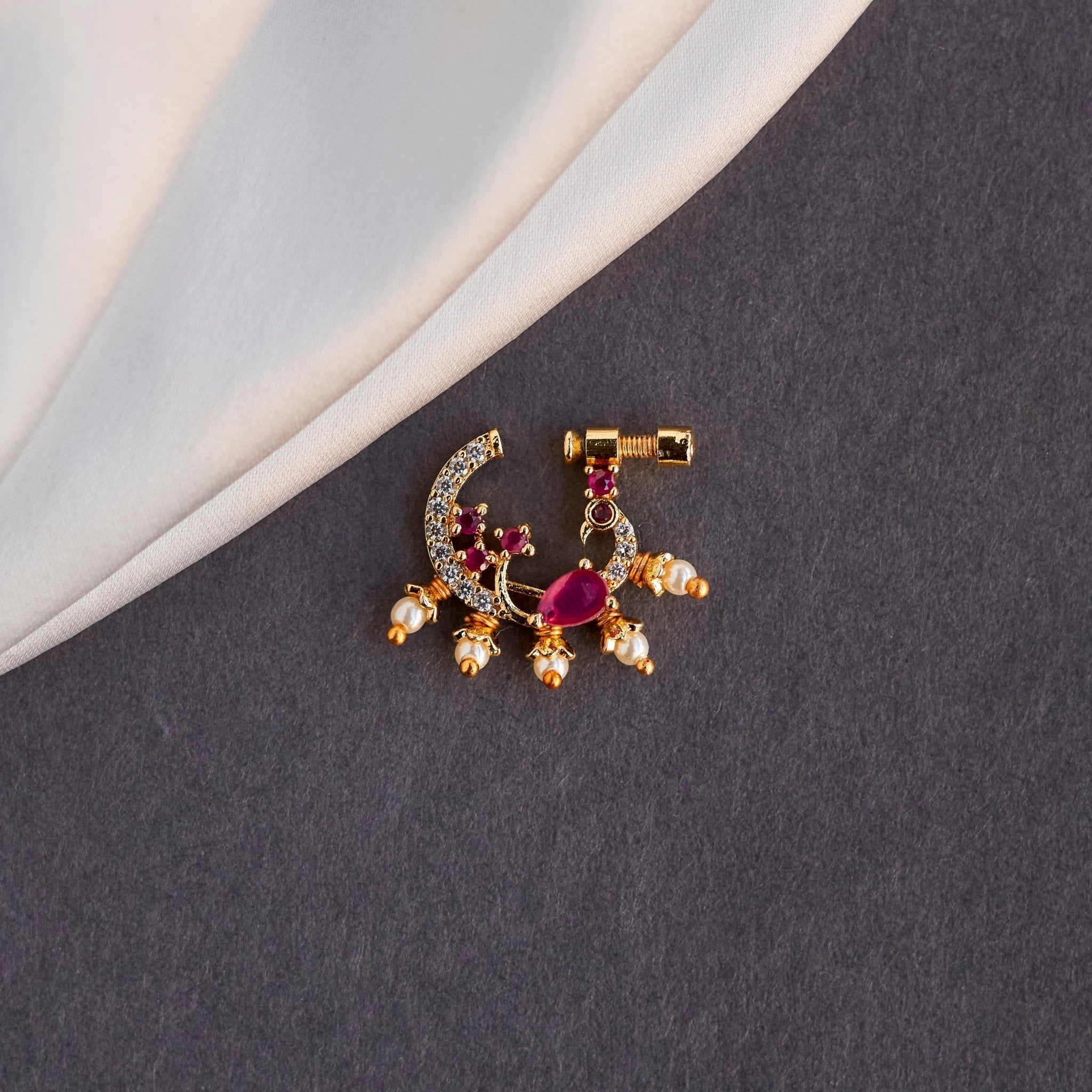 CZ Floral Nose Pin