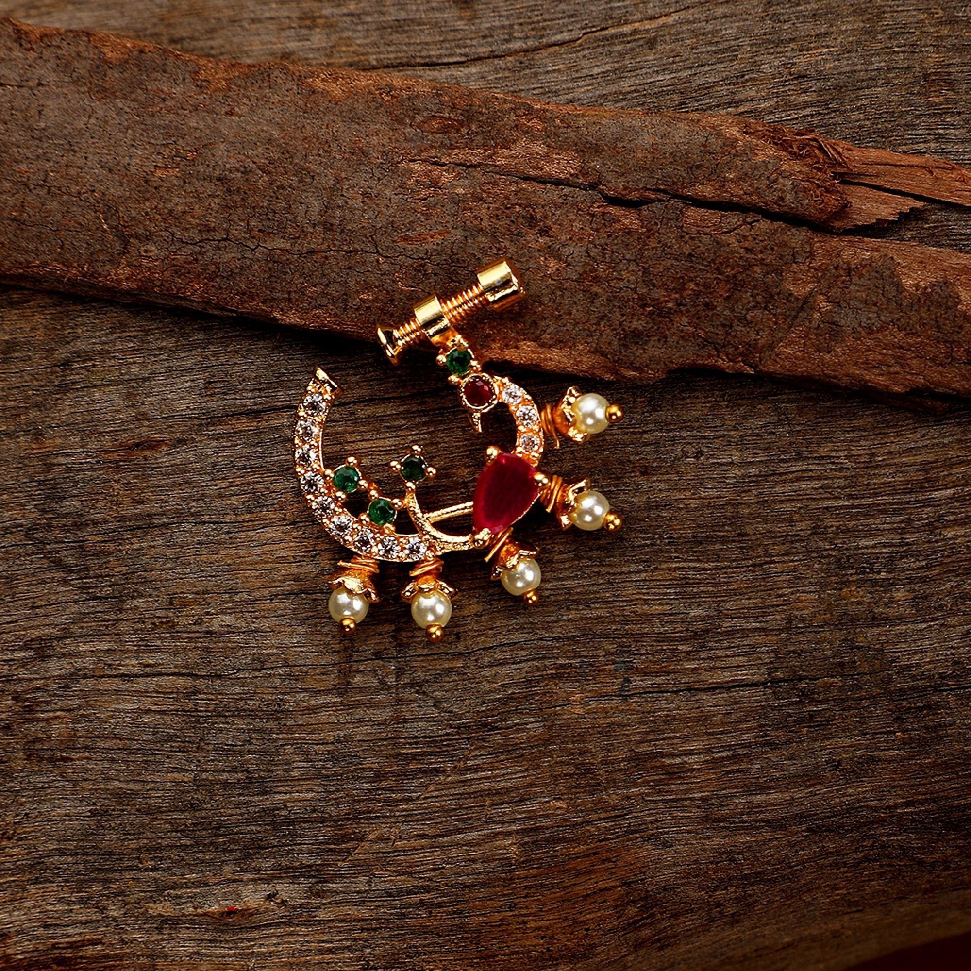 CZ Floral Nose Pin