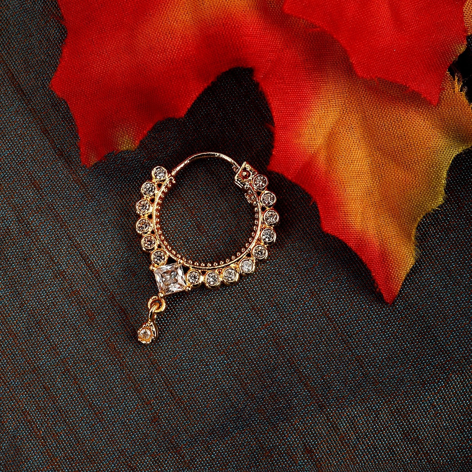 White CZ Floral Nose Pin