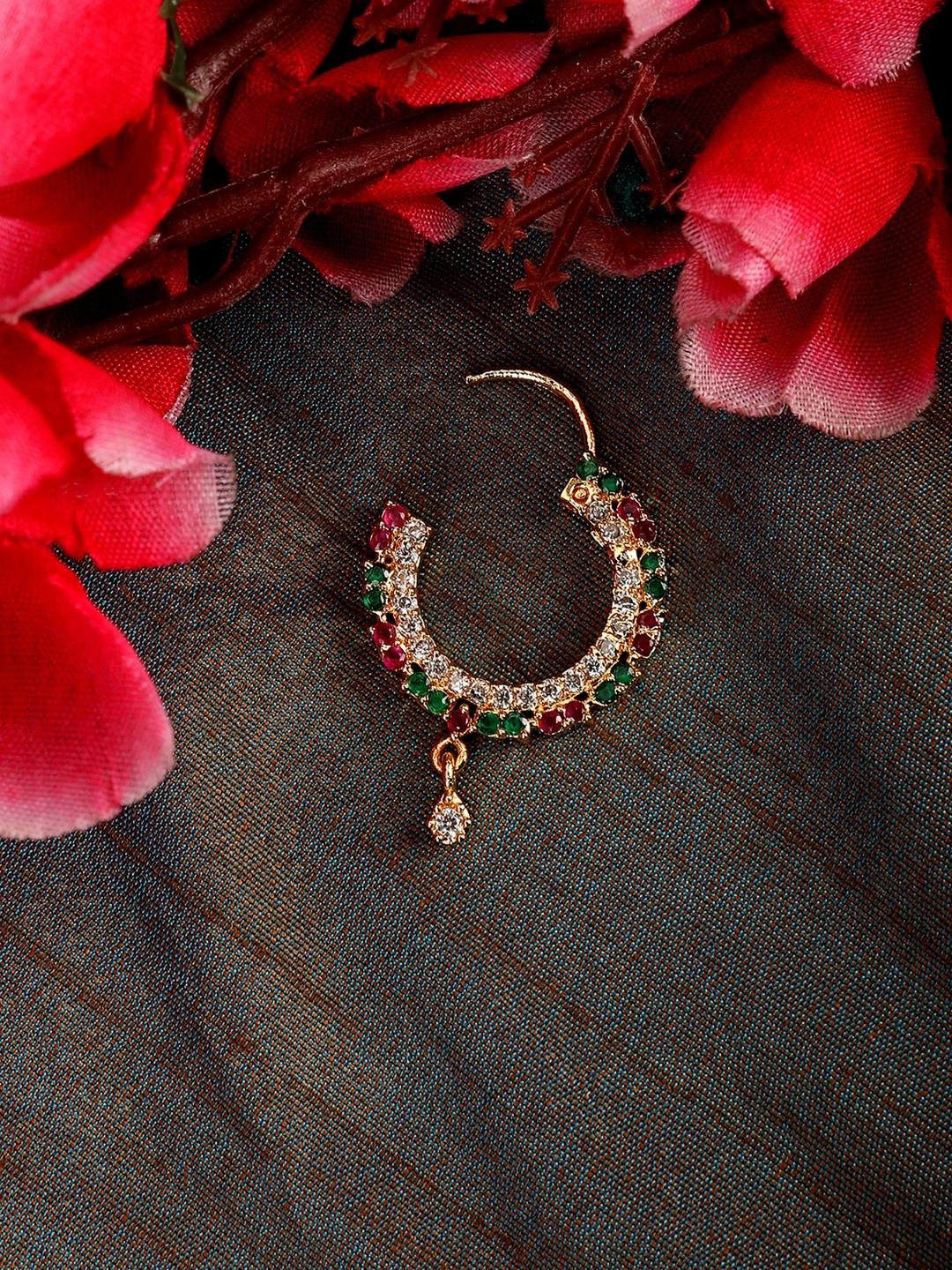 CZ Studded Leaf Nose Pin