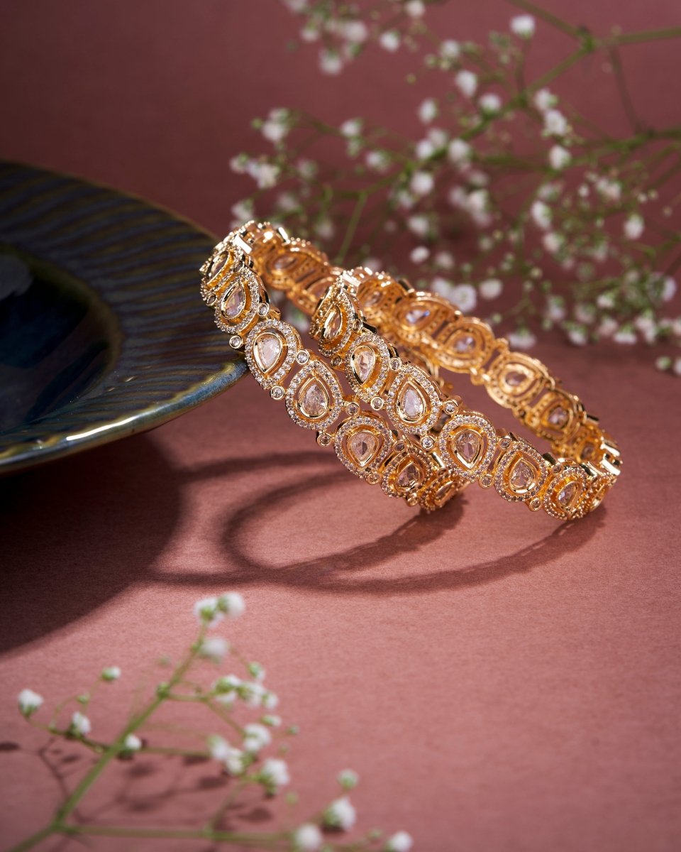 Designer Polki Gold Bangles (Pack of 2)