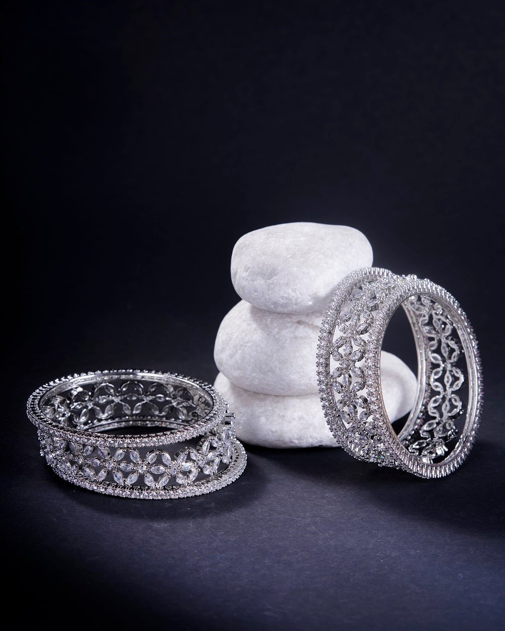 Diamond Frost White Bangles (Pack of 6)