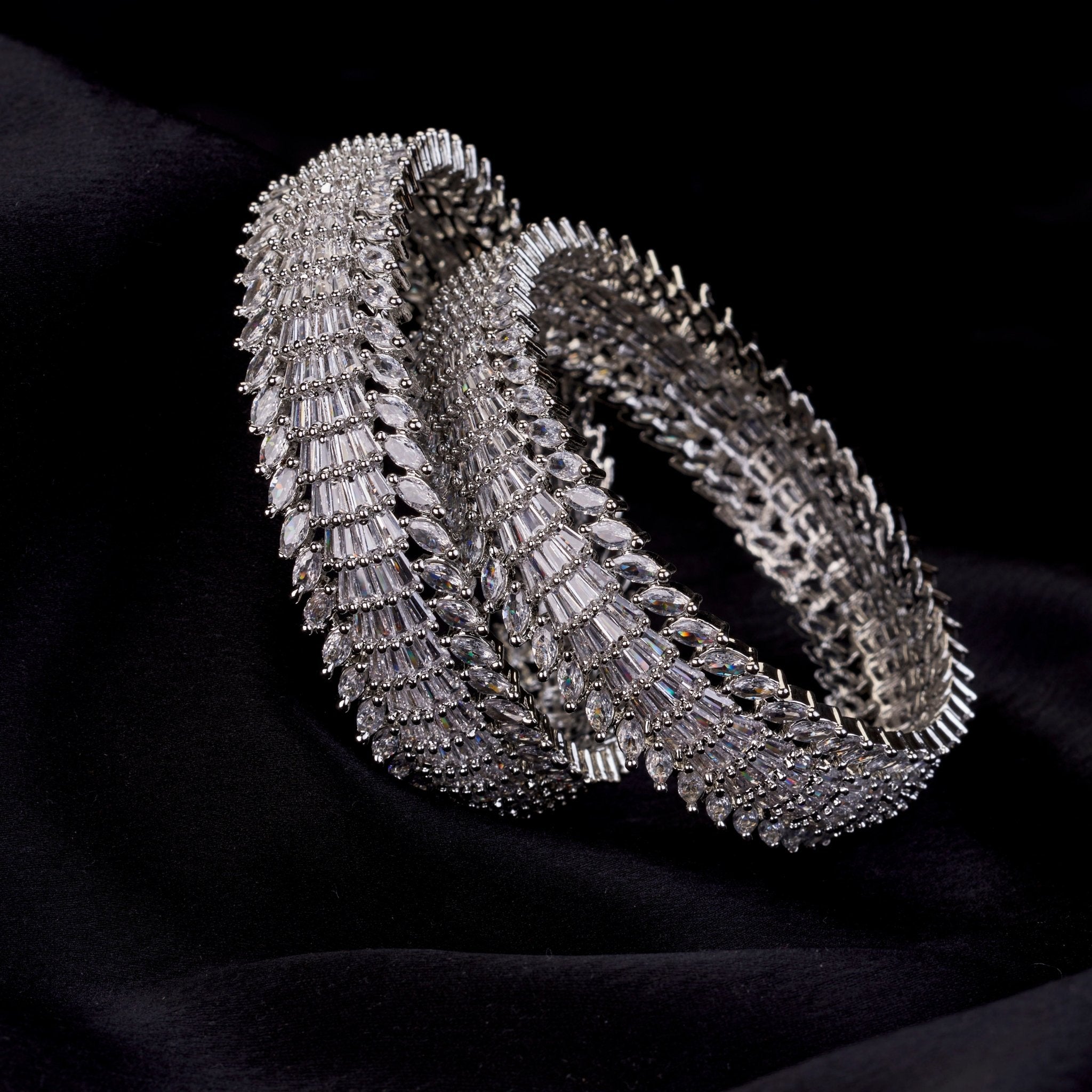 Duchess Halo Rhodium Plated Bangles