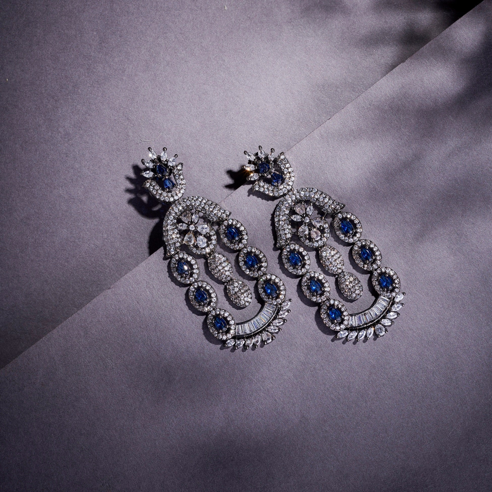 Dusk Spread Rhodium Earrings