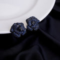 Eclipse Gem Floral Studs in Black Plated