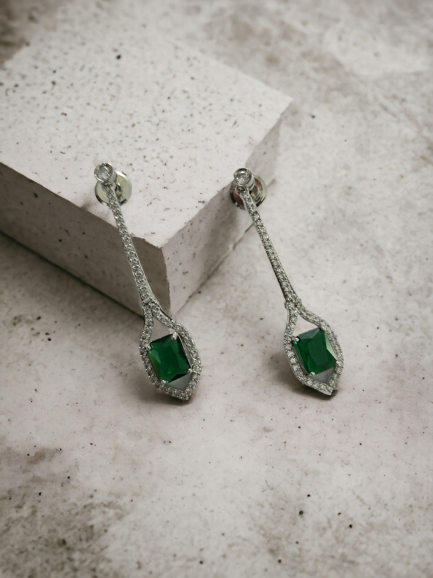 Elegance Rhodium Plated Crystal Earrings