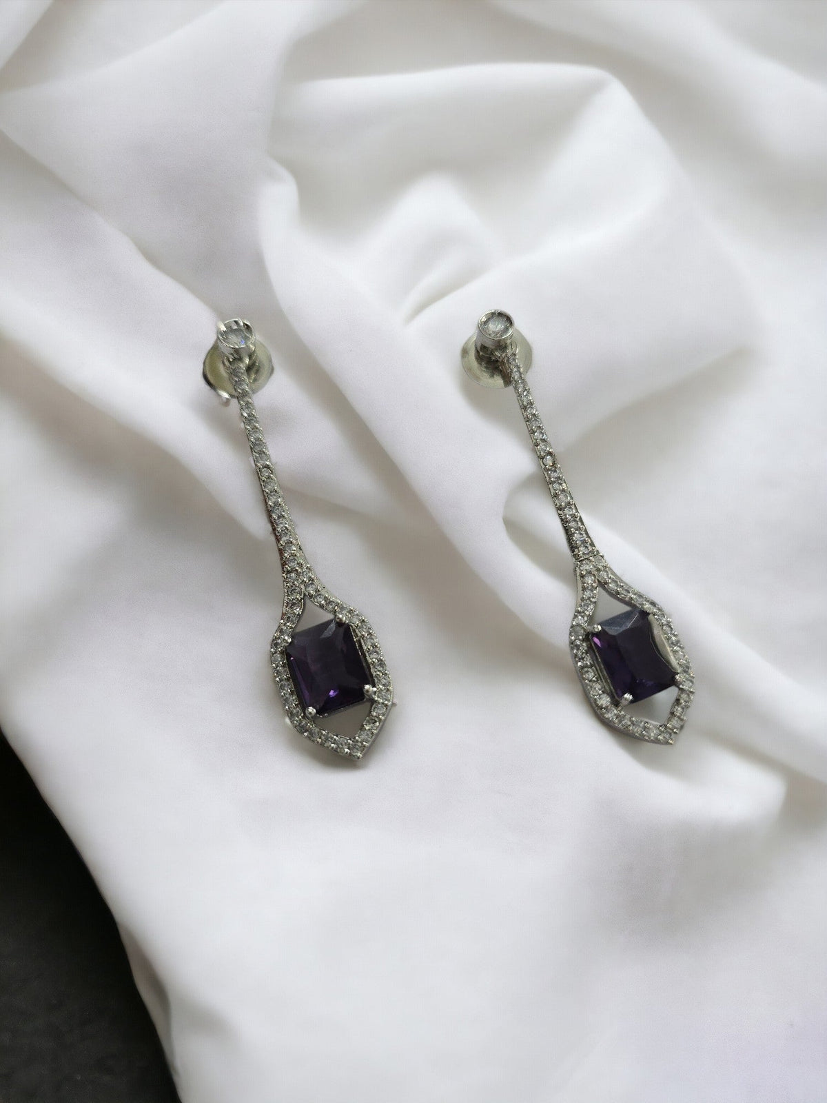 Elegance Rhodium Plated Crystal Earrings