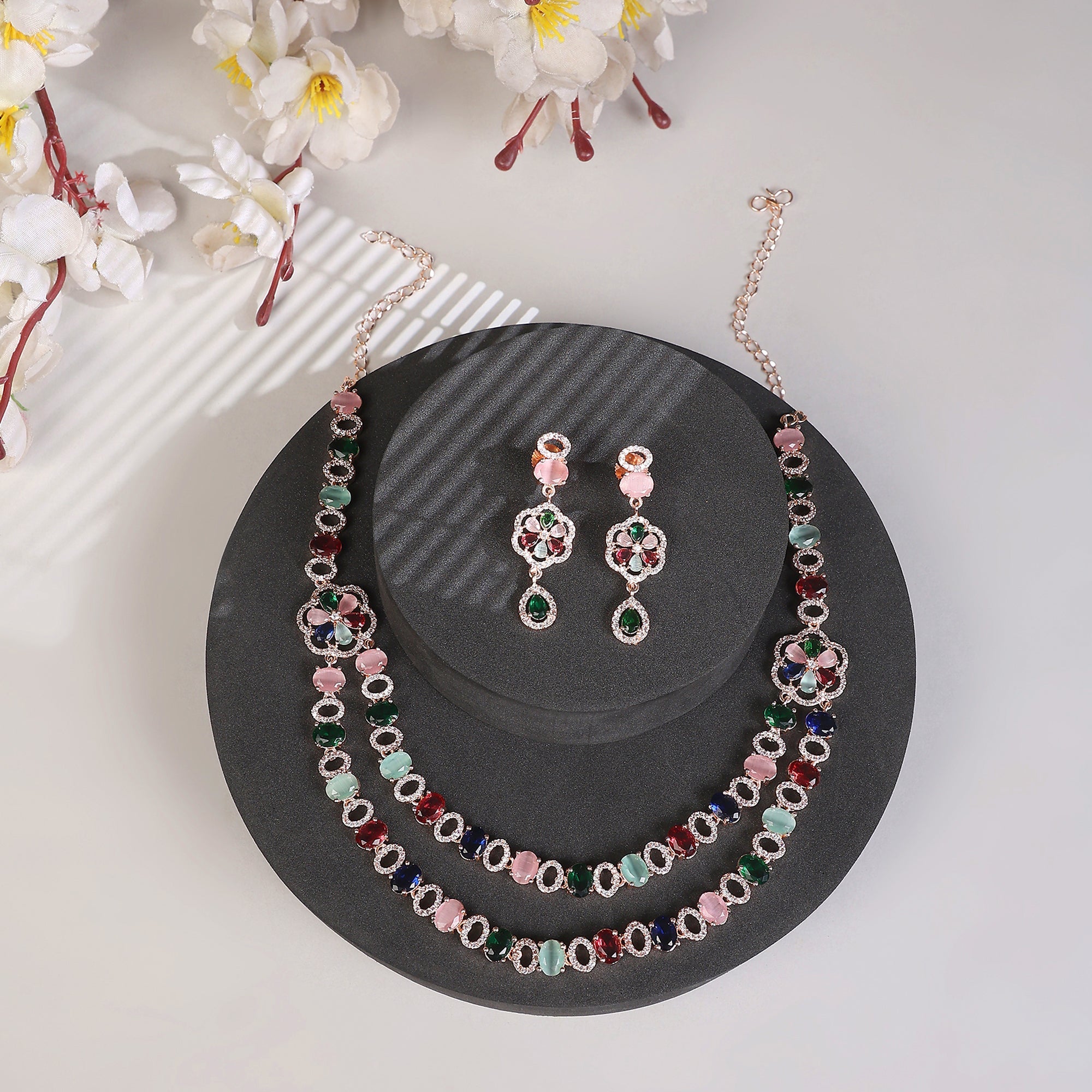 Elegant 2 Layer Oval Necklace Set