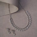 Elegant Emarald Floret Rhodium Plated Necklace Set