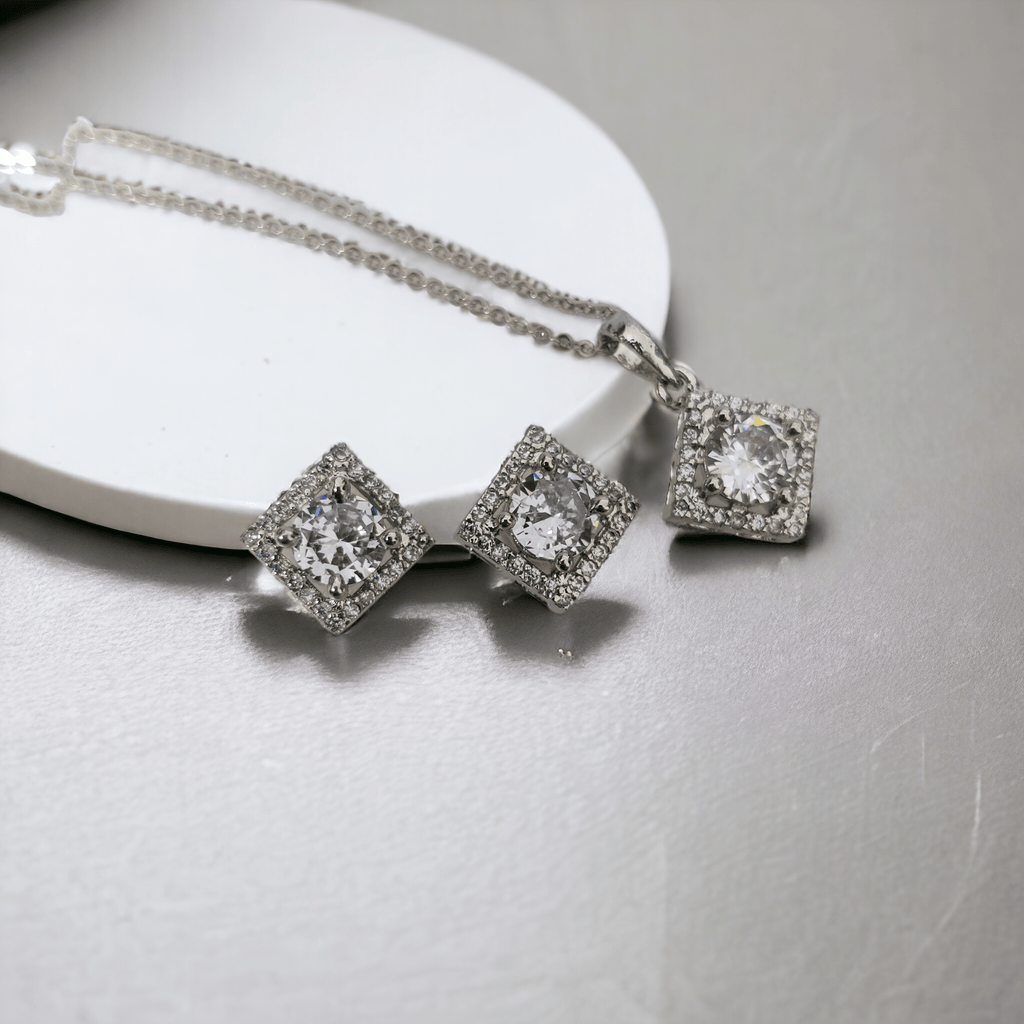 Opal Touch - Elegant Rhodium Locket Set with Pearl Accent - Locket Set