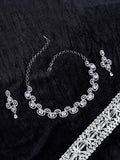 Elegant Rhodium-Plated American Diamond Jewellery Set