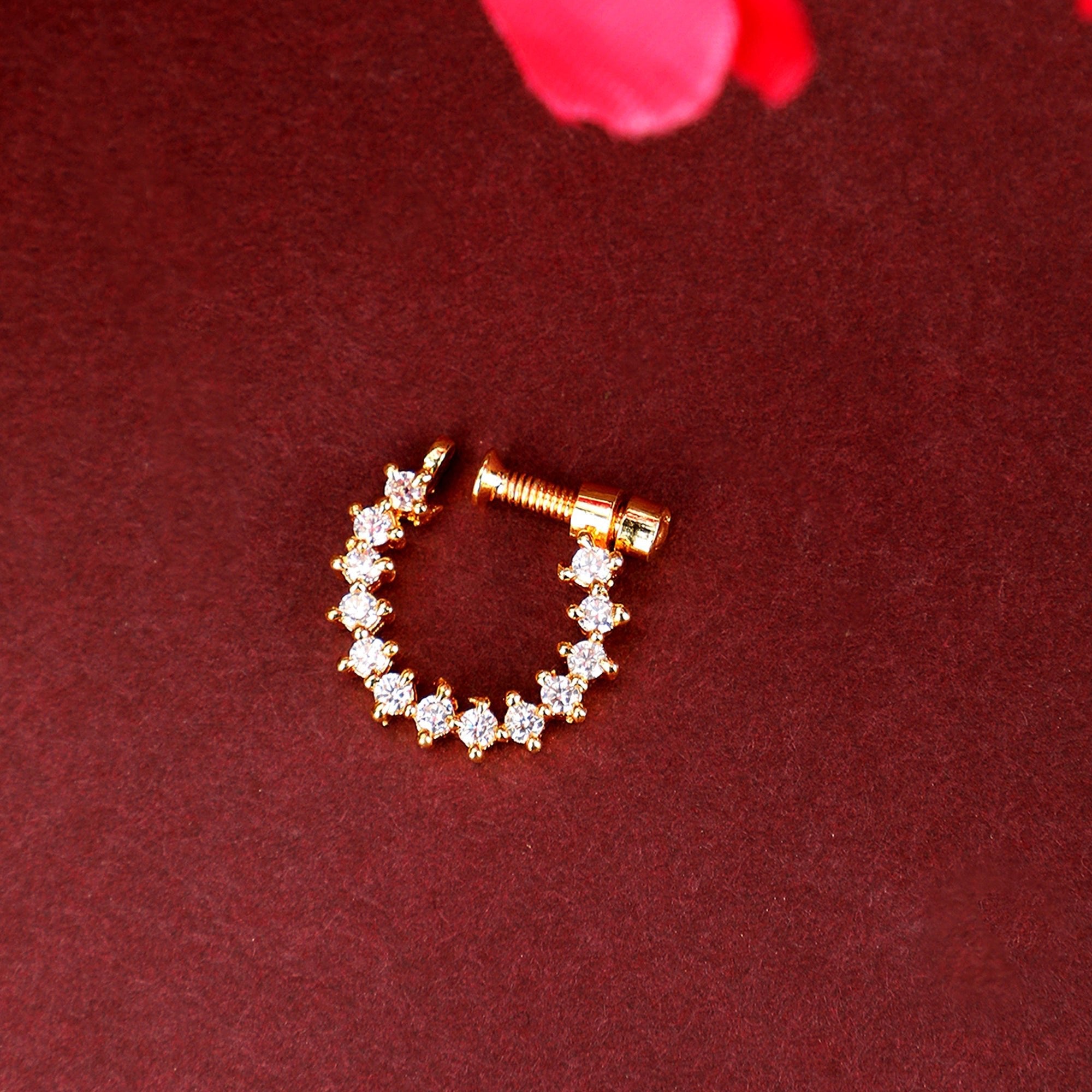 Elegant White Gold CZ Nose Pin | AAA-Grade Cubic Zirconia
