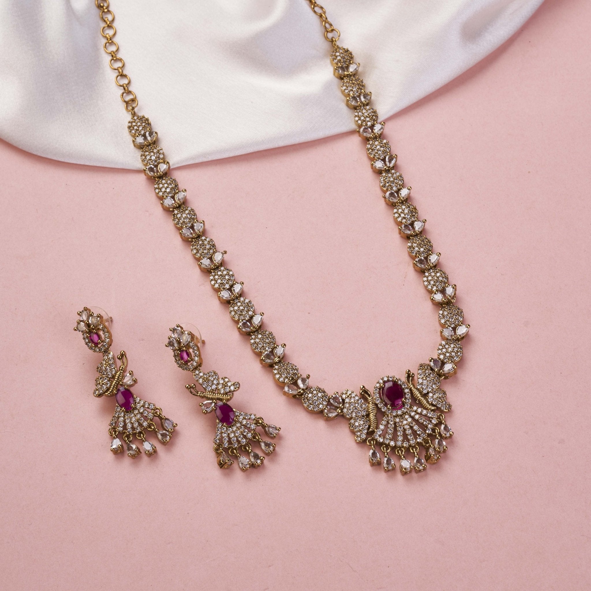 Enchanted Butterfly Mehendi Plated Necklace Set