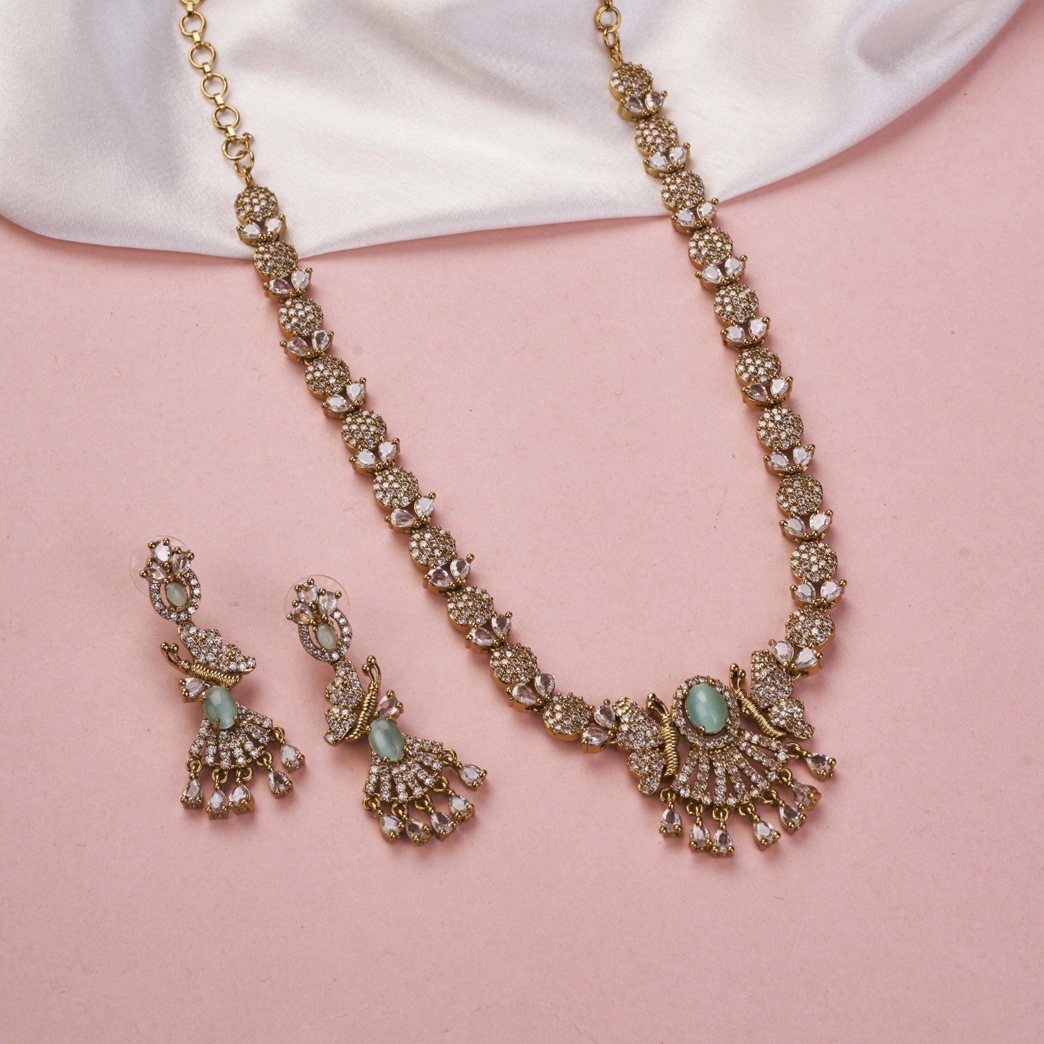 Enchanted Butterfly Mehendi Plated Necklace Set