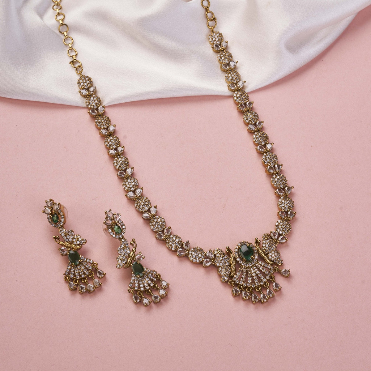 Enchanted Butterfly Mehendi Plated Necklace Set