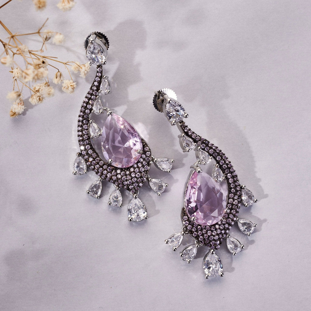 Enchanted Dew Black Plated Earrings