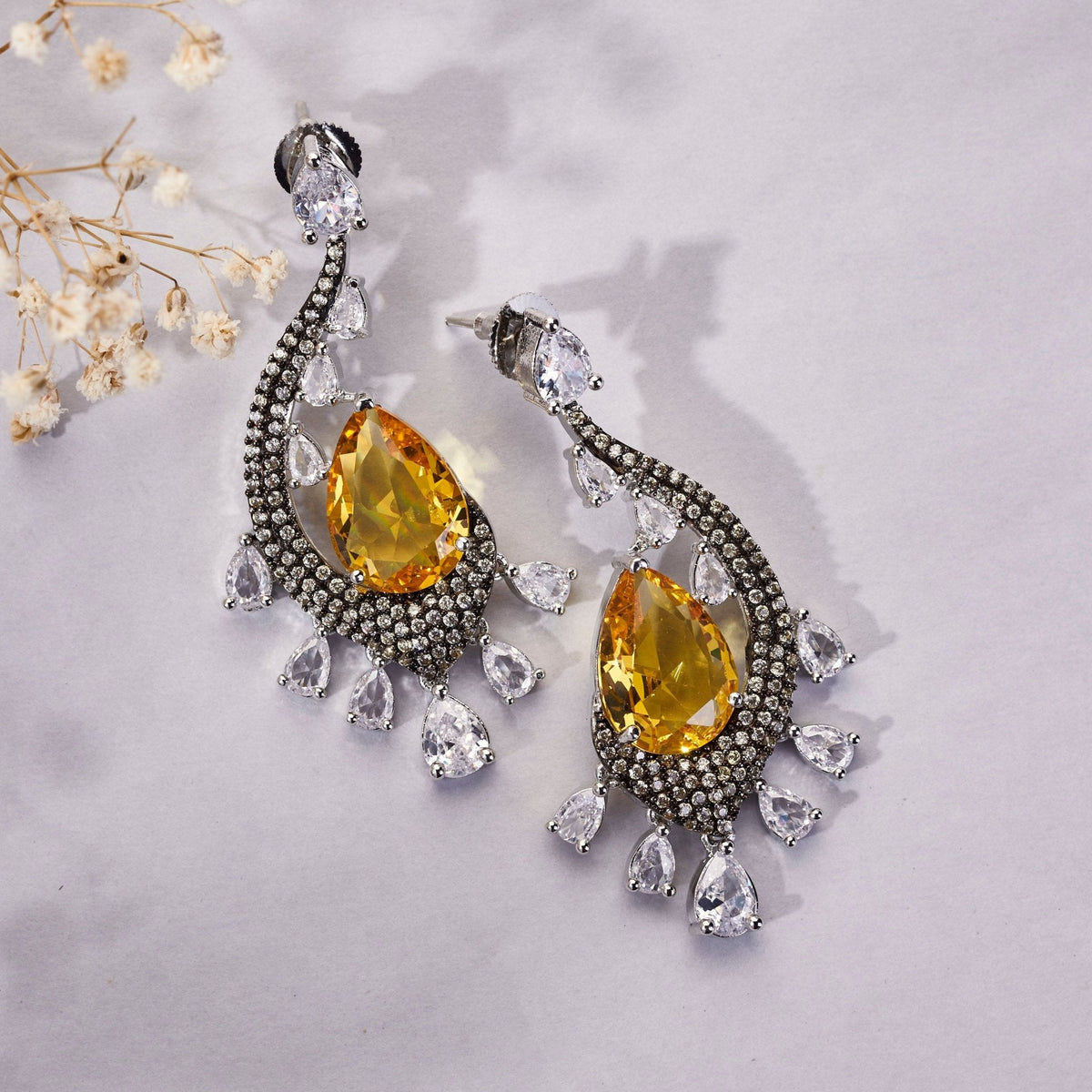 Enchanted Dew Black Plated Earrings