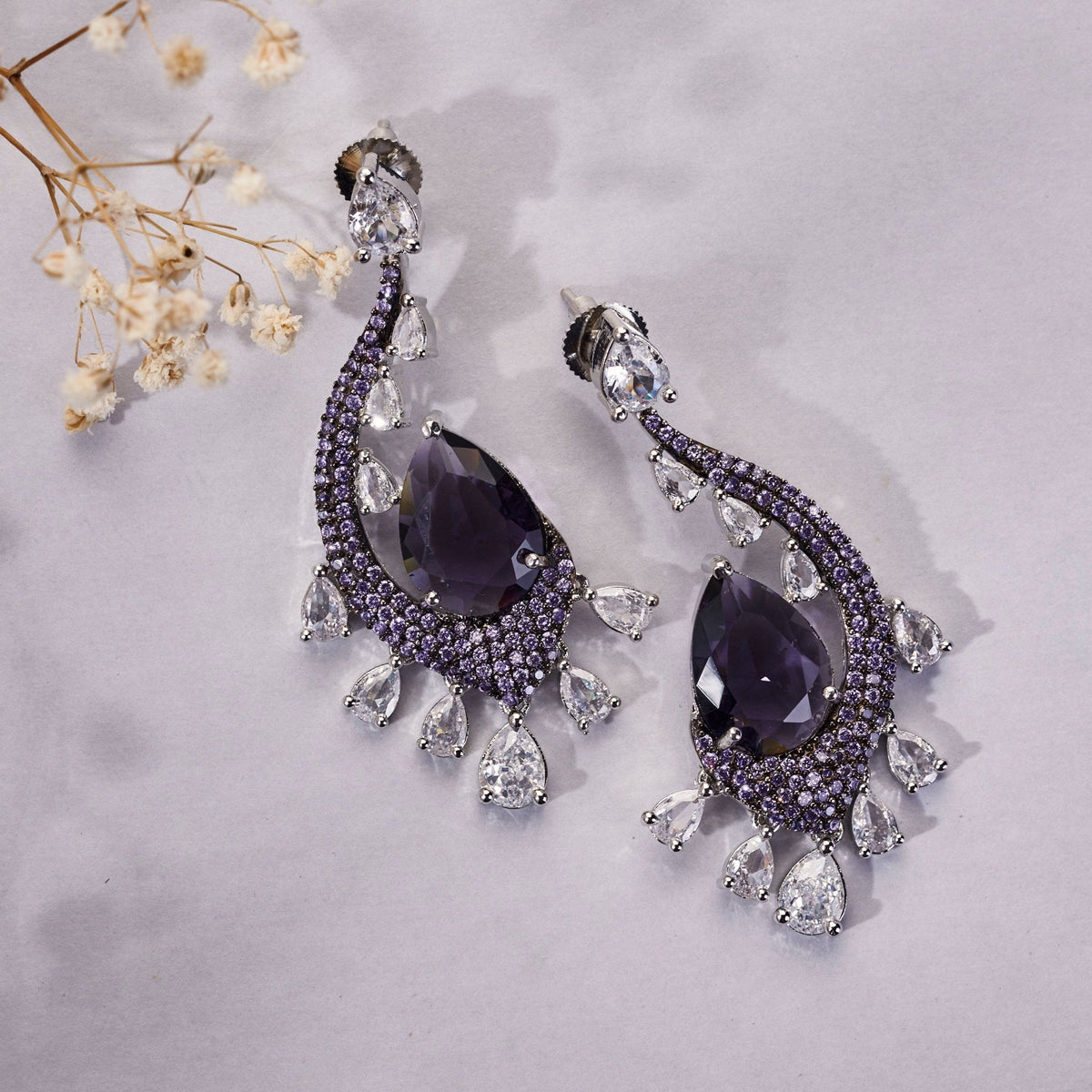 Enchanted Dew Black Plated Earrings