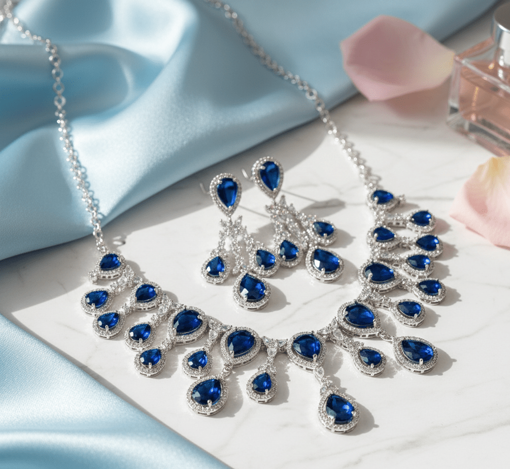 Enchanted Emerald Elegance Necklace in Rhodium