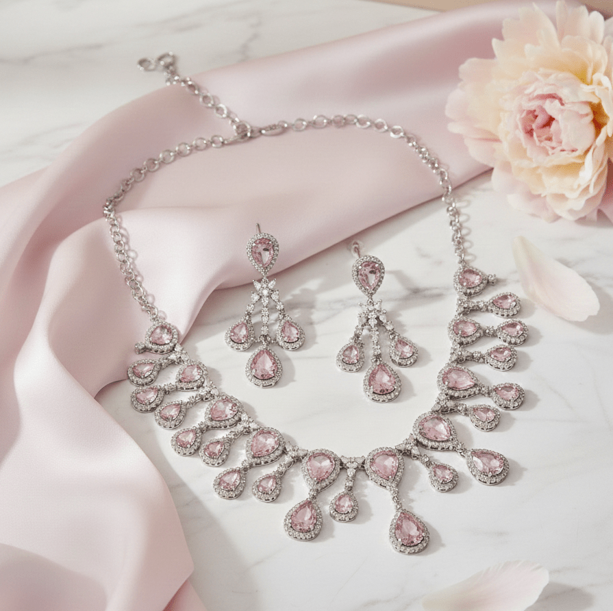 Enchanted Emerald Elegance Necklace in Rhodium