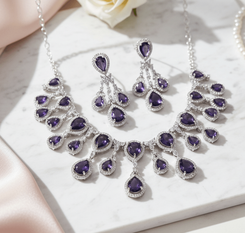 Enchanted Emerald Elegance Necklace in Rhodium
