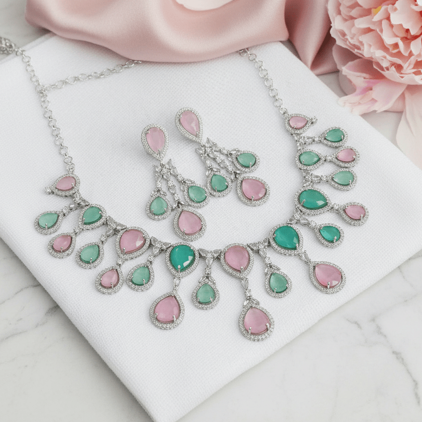Enchanted Emerald Elegance Necklace in Rhodium