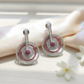 Fiery Red-White Rhodium Earrings