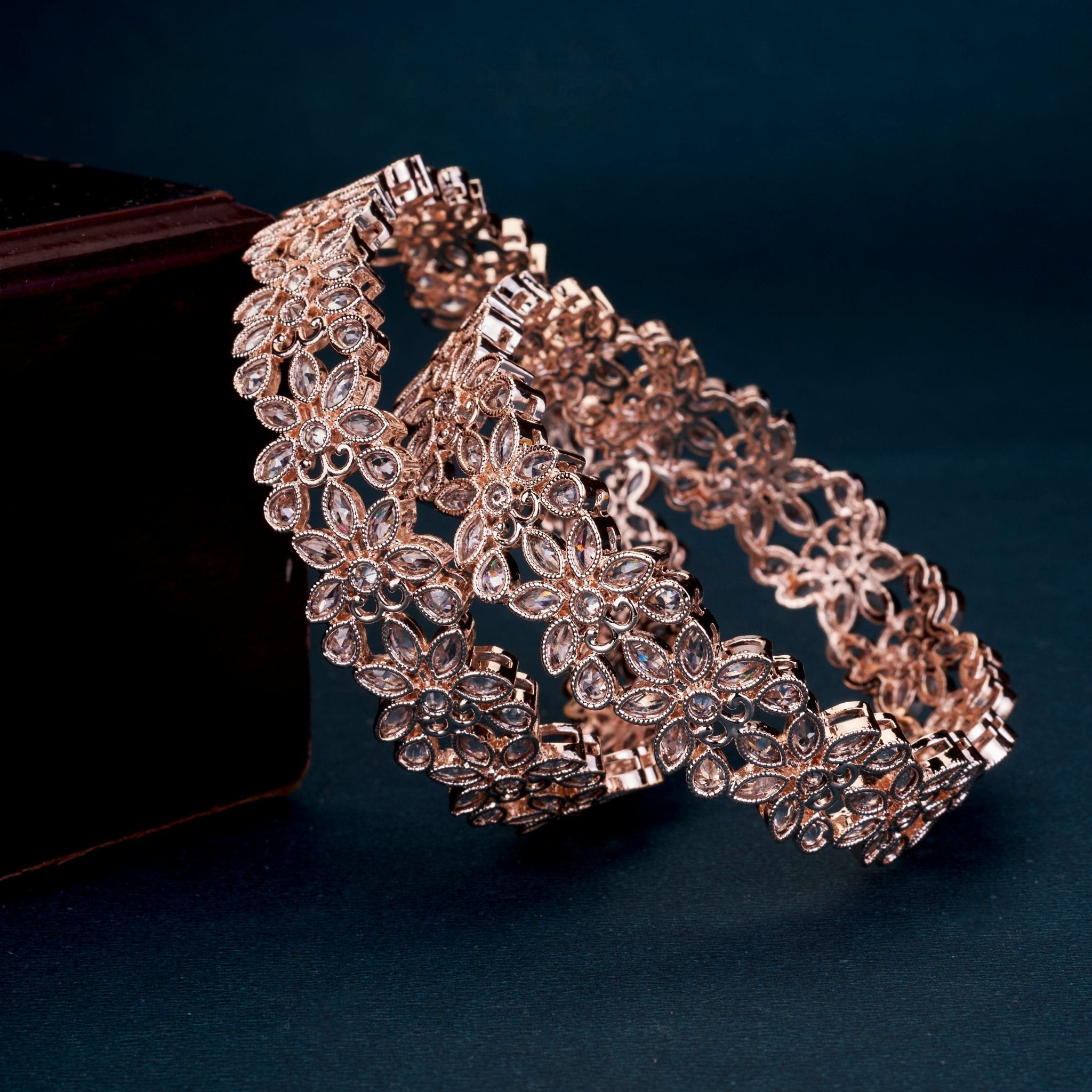 Floral Cascade Rose Gold Plated Bangles