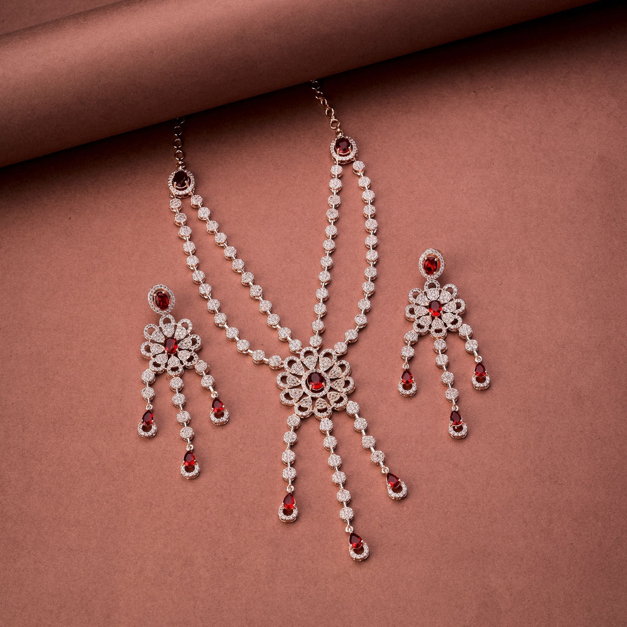 Floral Trellis Rose Gold Necklace