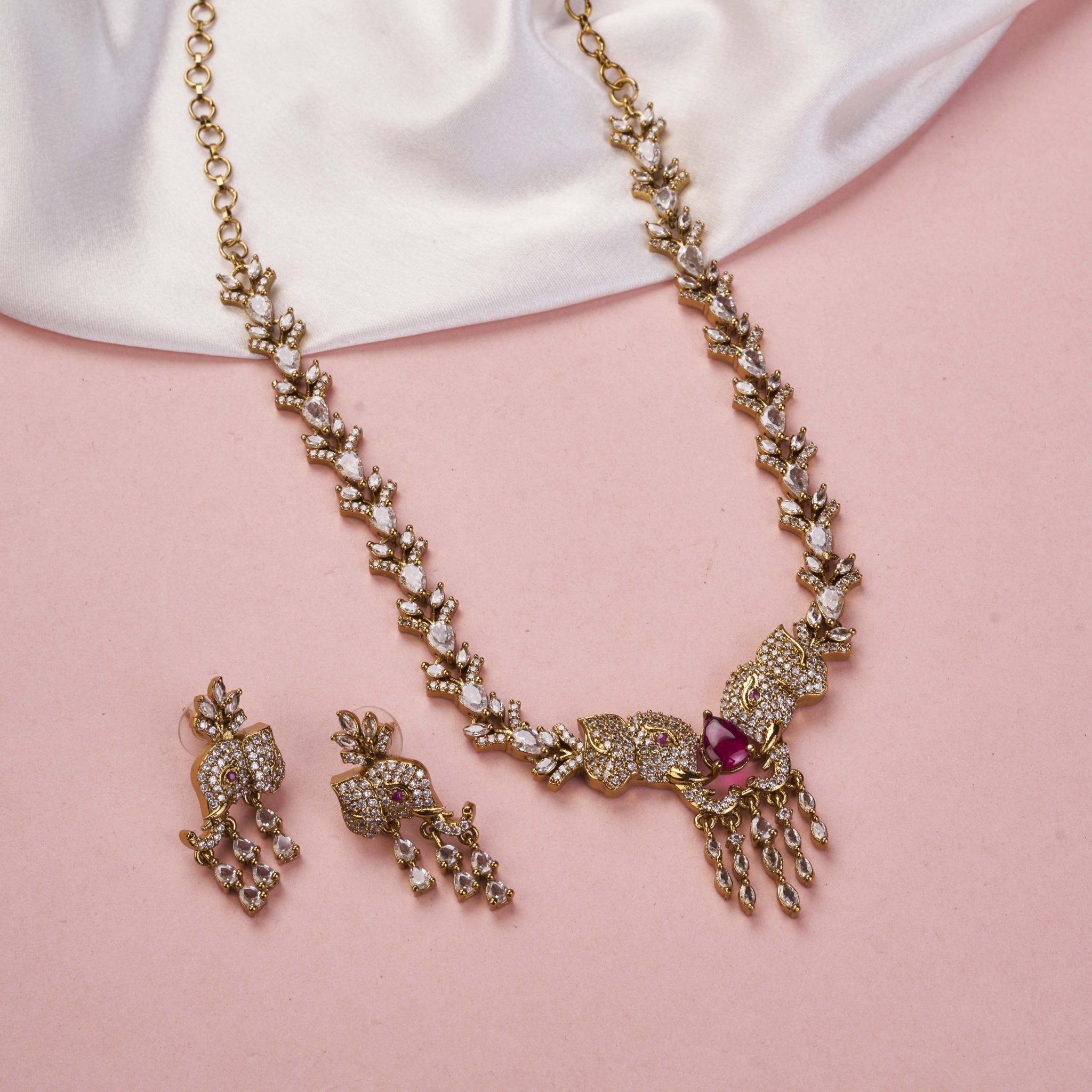 Gajanan Mehendi Plated Necklace Set