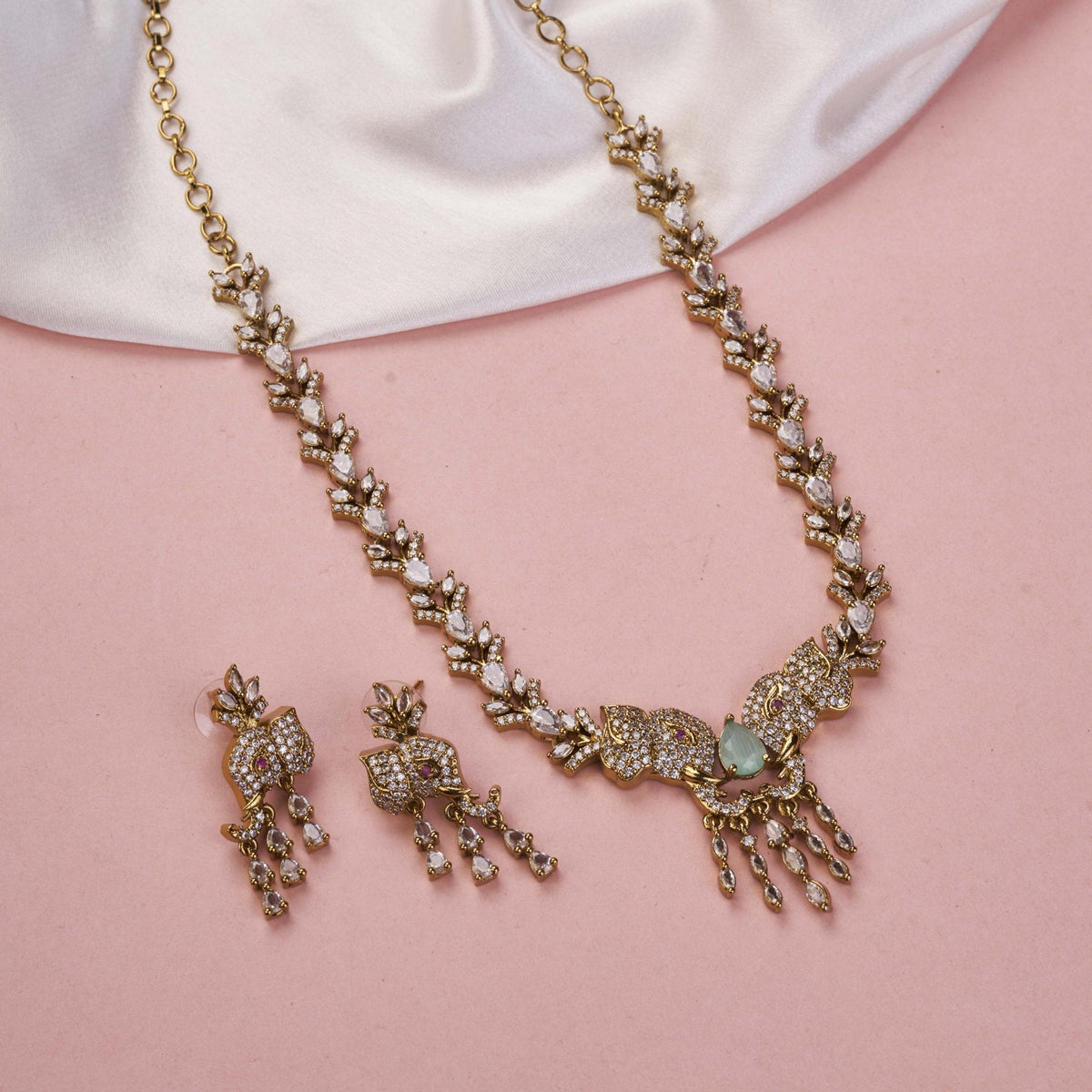 Gajanan Mehendi Plated Necklace Set