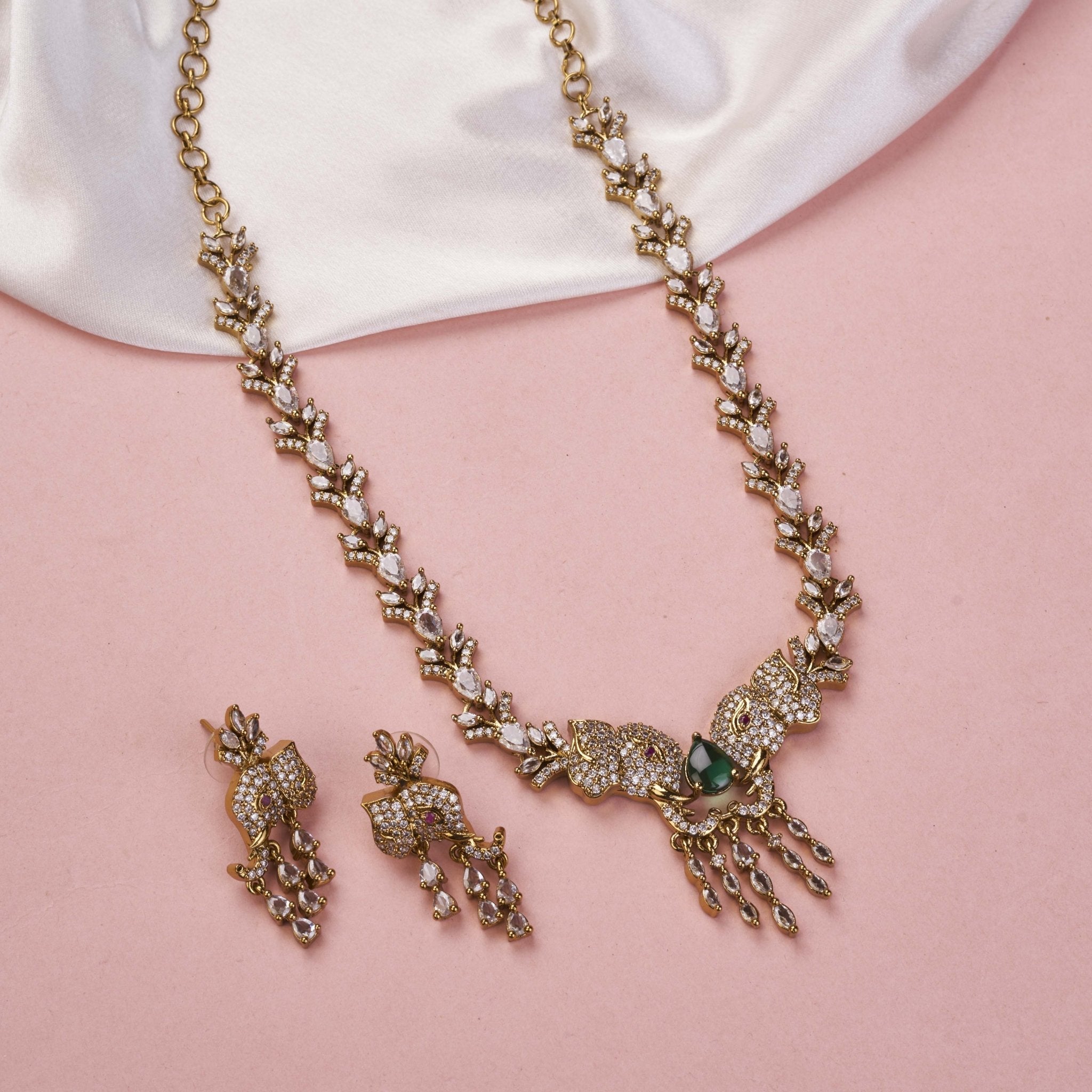 Gajanan Mehendi Plated Necklace Set