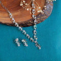 Rhodium Plated Floral Vine Necklace Set with CZ Stones