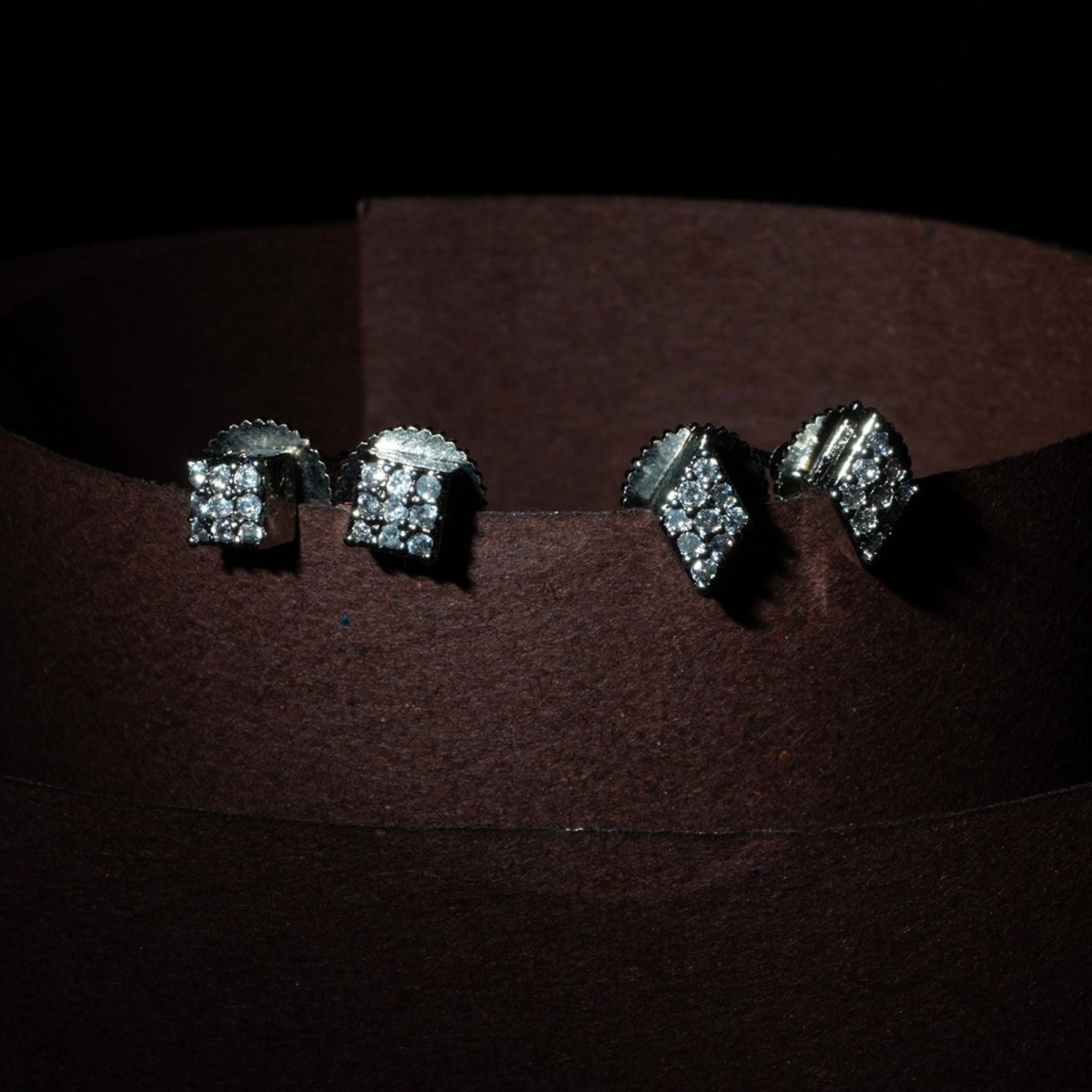 Geometric Diamond Stud Earrings Set