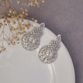 Glamorous Circular Drop Rhodium Plated Earrings