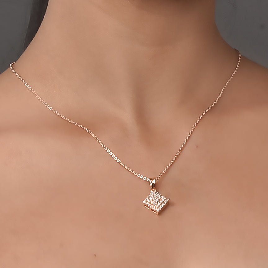 Opal Touch - Glamorous Rose Gold Locket Set with Diamante Border - Locket Set