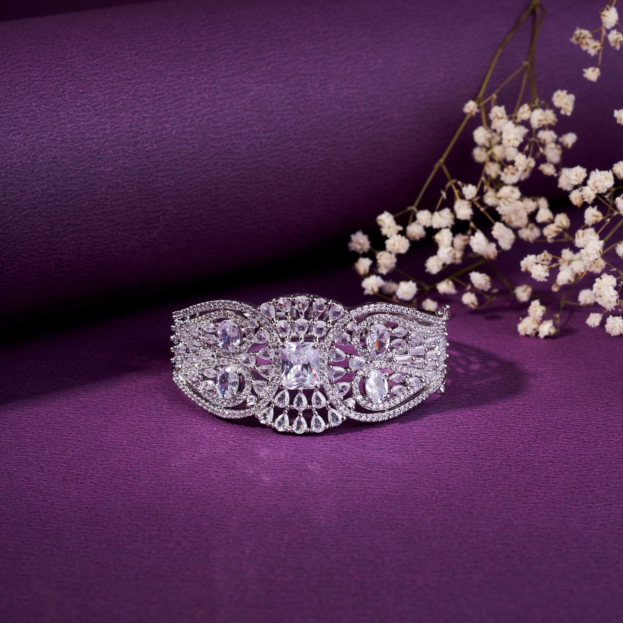 Glimmering Rhodium Plated Bracelet