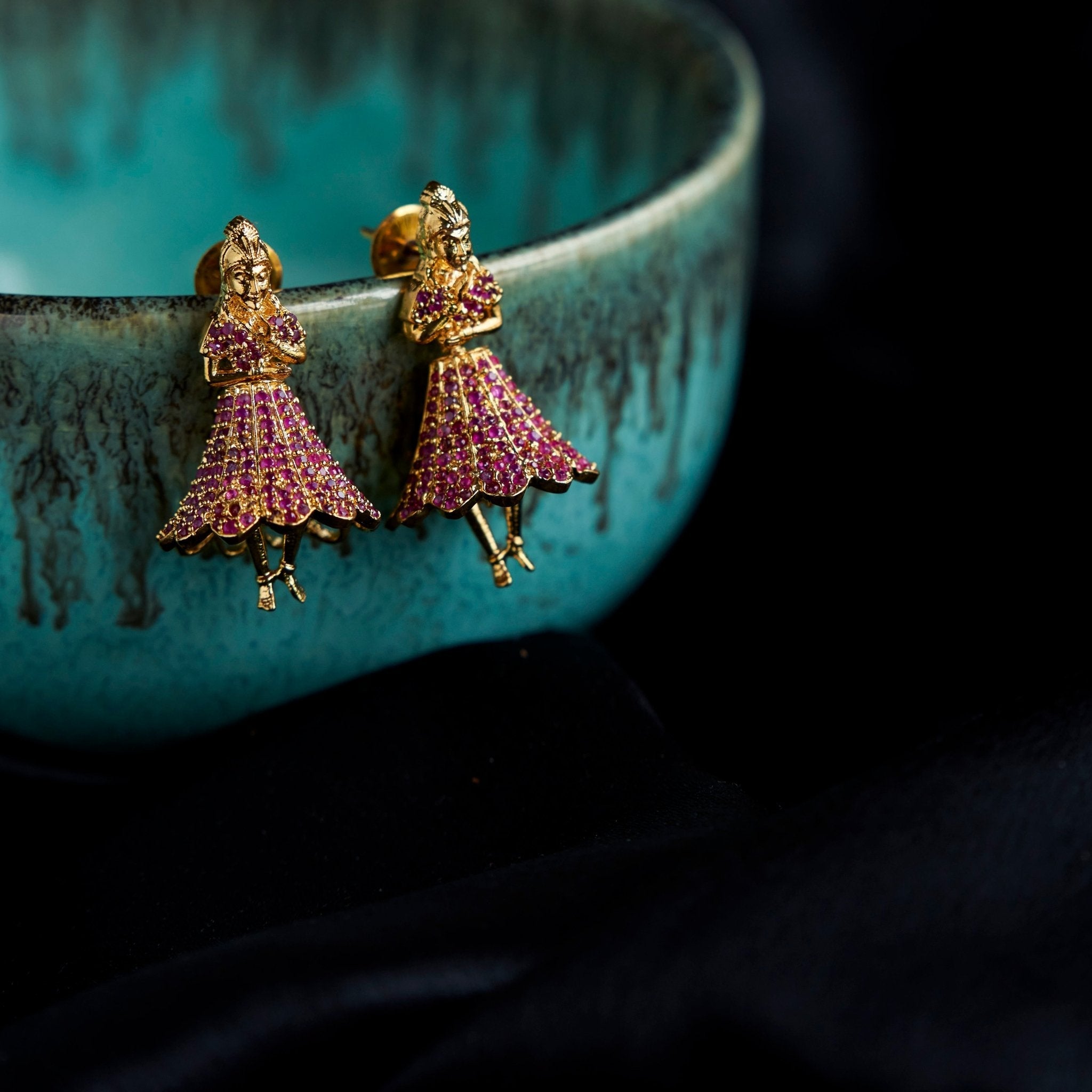 Gold Plated American Diamond Dancing Girl Earrings