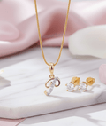 Gold-Plated Cubic Zirconia Initial P Pendant Necklace and Stud Earring Set