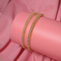 Gold Plated CZ Diamond Micro-Pave Slim Bangles (Pack of 2)