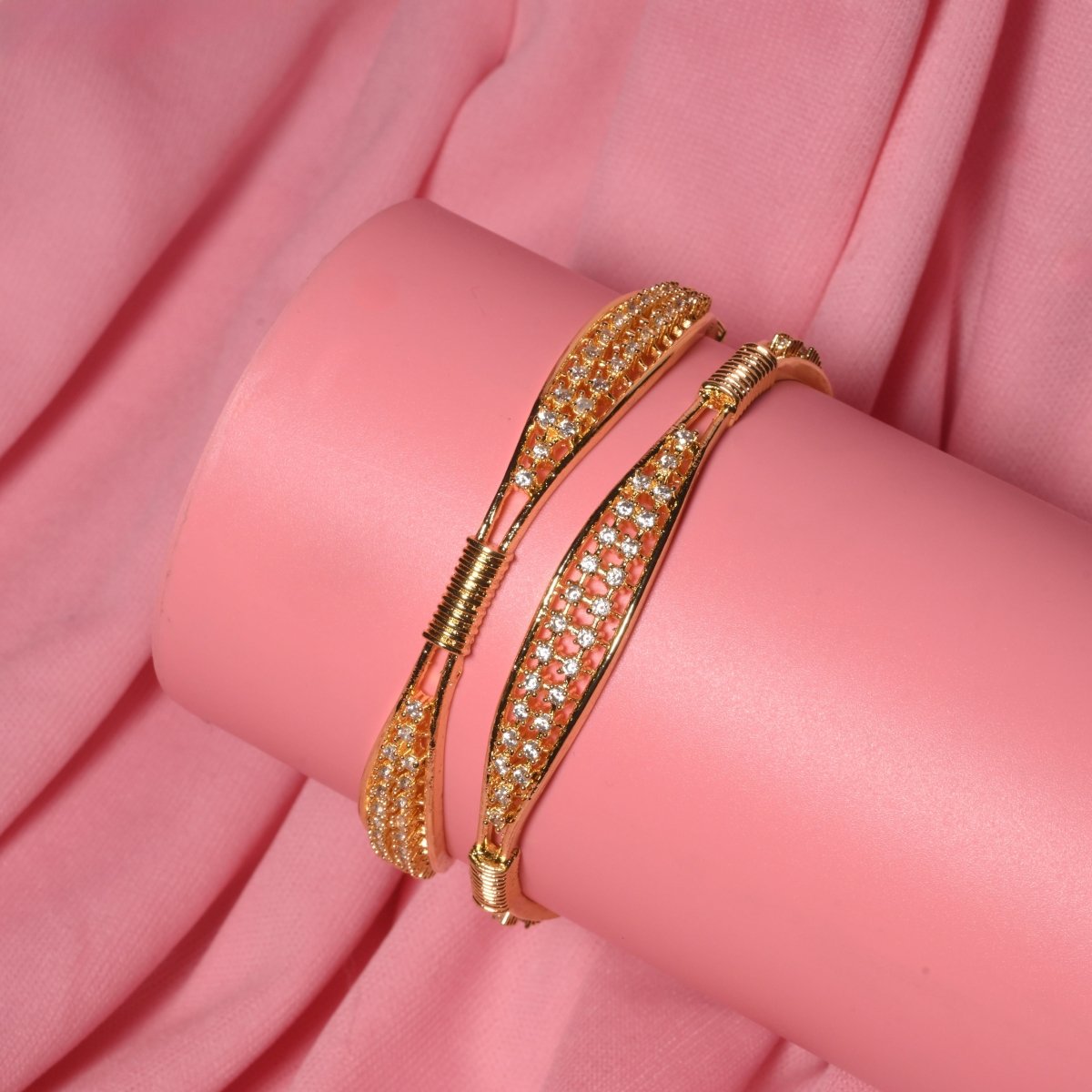 Gold Plated CZ Diamond Studded Bangles (Pack of 2)