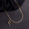 Gold Plated Necklace Earrings Set  ‘Square Luxe’ Designer Jewelry with Stone Work
