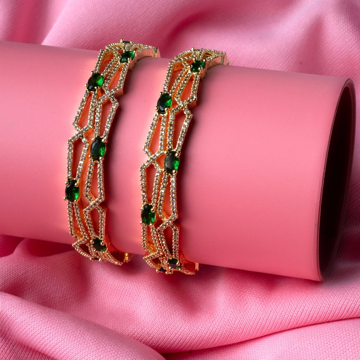 Gold-Plated Stone Studded Bangle Set (Pack of 4)
