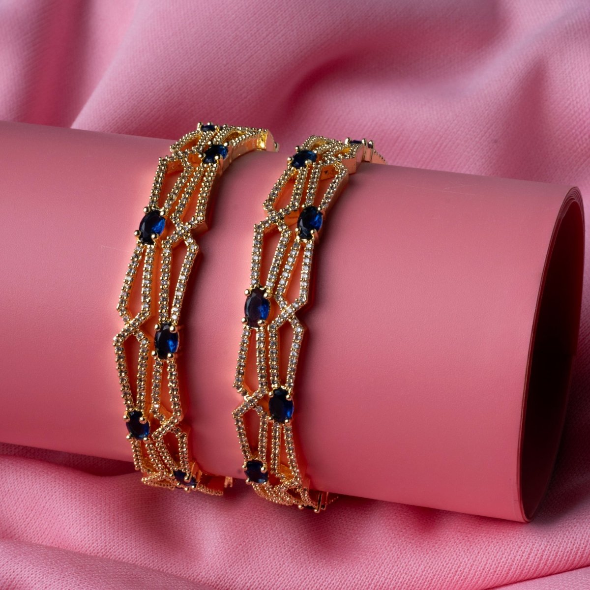 Gold-Plated Stone Studded Bangle Set (Pack of 4)