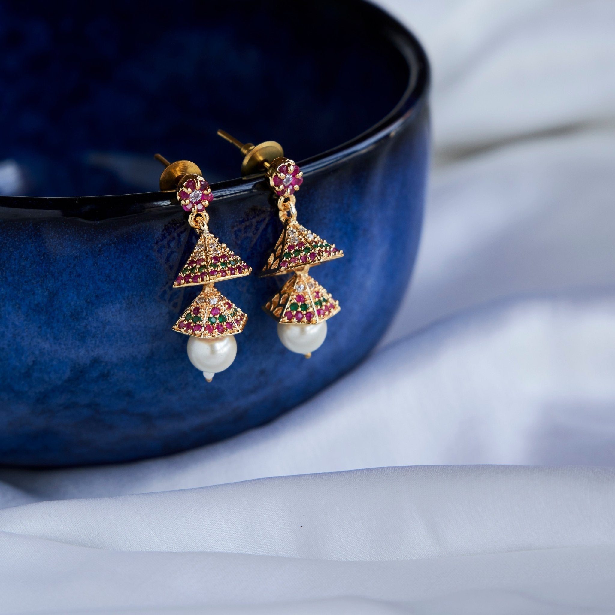 Golden Shine Double Layer Jhumkas