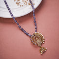 Locket Set - Graceful Peacock Motif Mehendi plated Locket Set - Opal Touch