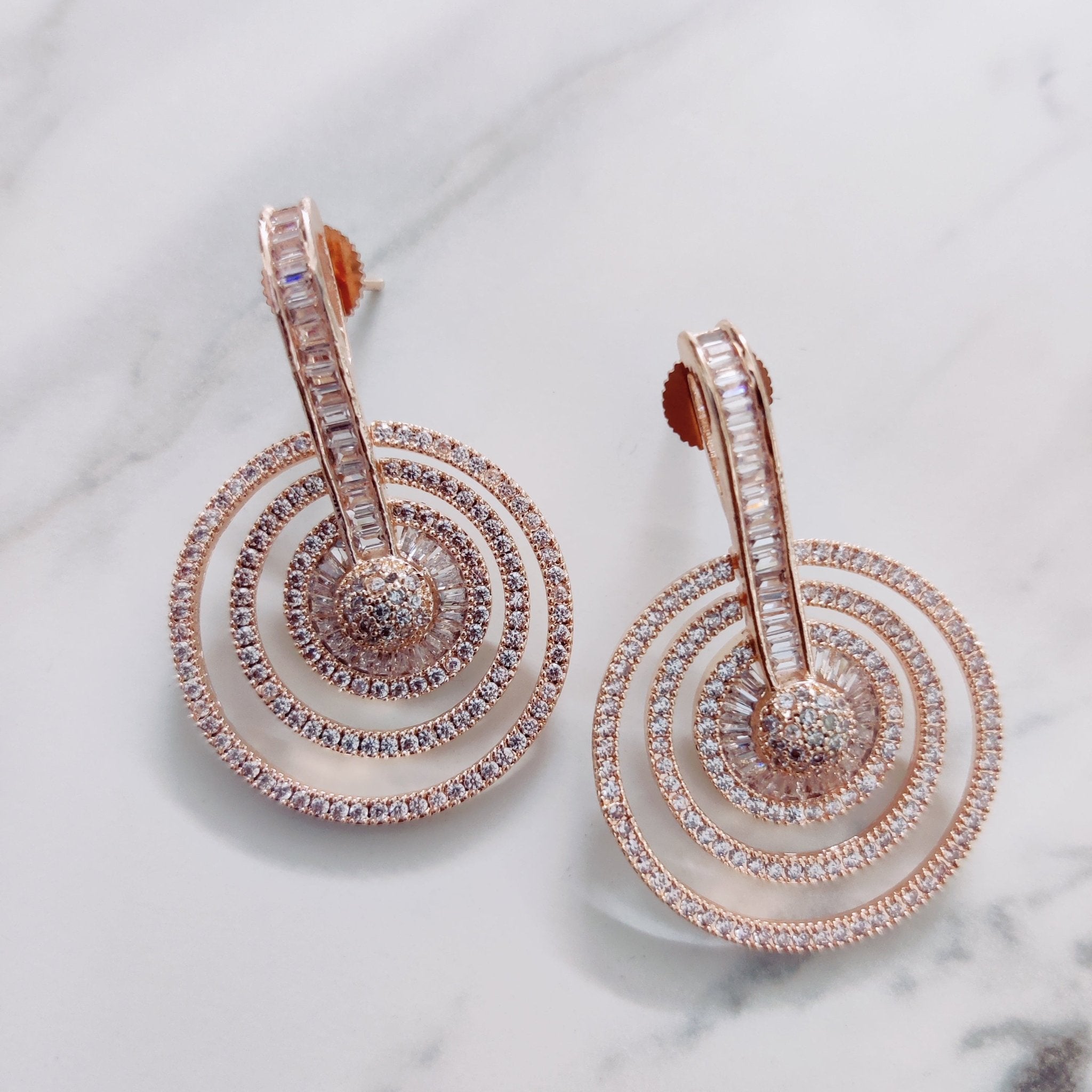 Graceful White Rose Gold Earrings