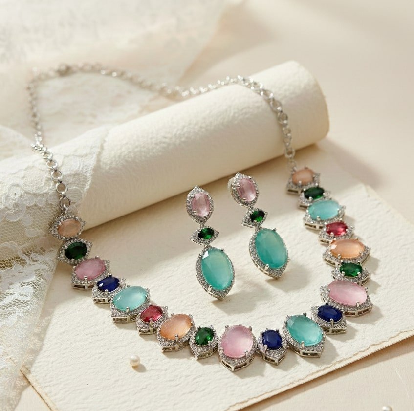 Grey Elegance Necklace in Rhodium