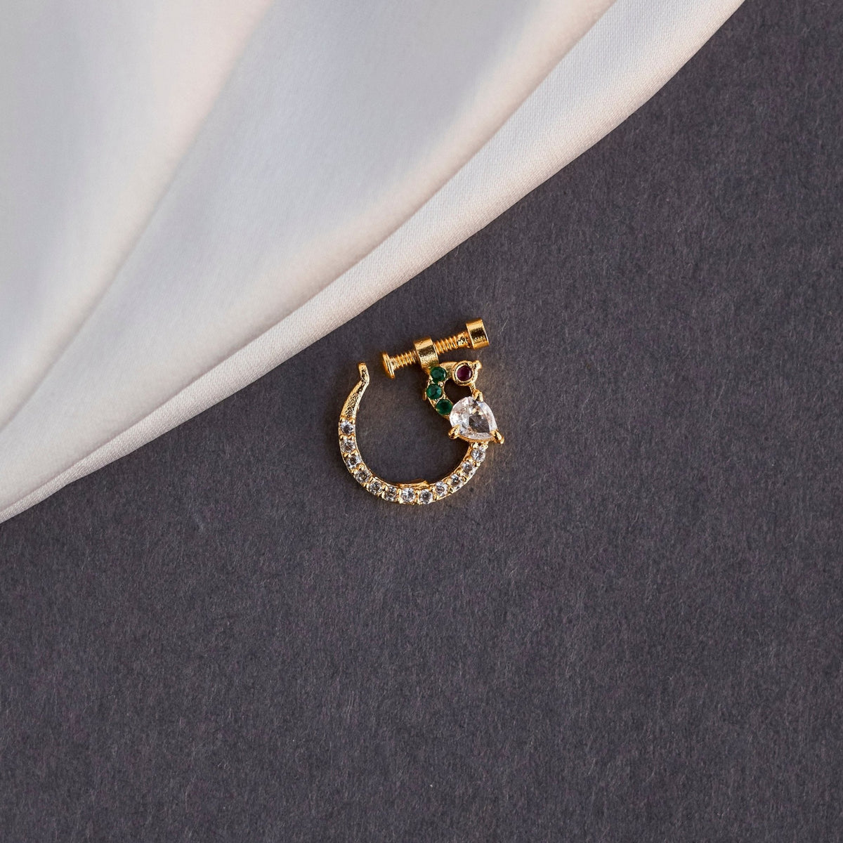 Imperial Bird-shaped Gold Plated Screw Nose Pin